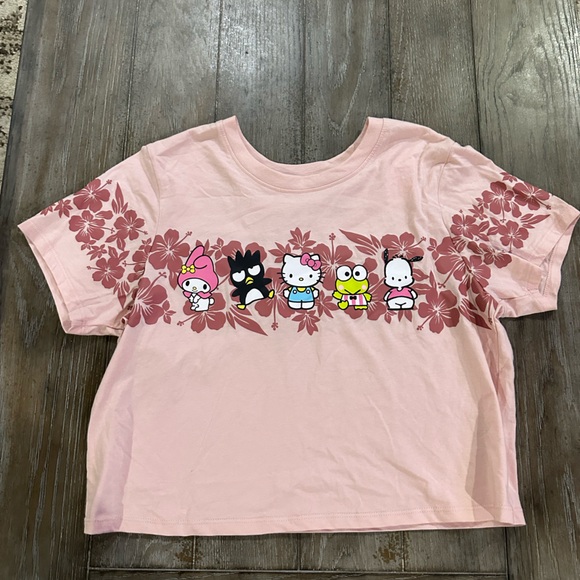 Sanrio Tops - Sanrio Pink Short Sleeve Tee with Floral Accents